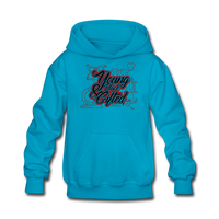 Young Black & Gifted Kid's Hoodie - turquoise