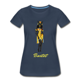 Women's Bastet Cat Goddess Premium Organic T-Shirt - navy