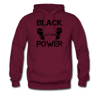 Men's Black Power Hoodie - burgundy