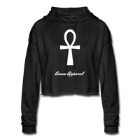 Women's Ankh Cropped Hoodie (White) - deep heather