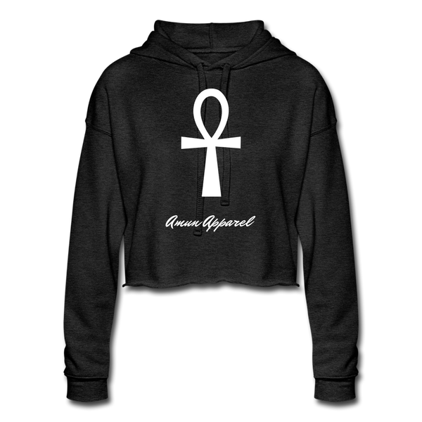 Women's Ankh Cropped Hoodie (White) - deep heather