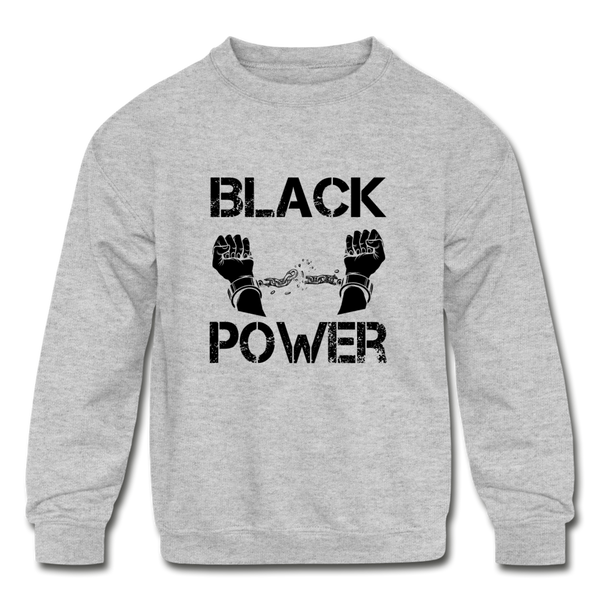Kids' Black Power Crewneck Sweatshirt - heather gray