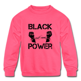 Kids' Black Power Crewneck Sweatshirt - neon pink