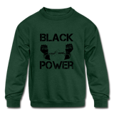 Kids' Black Power Crewneck Sweatshirt - forest green